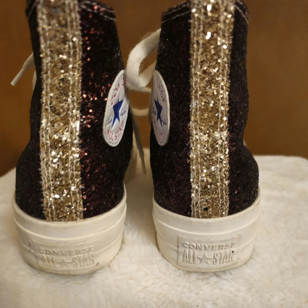 Converse Women's Sparkle High-Tops - Brown and White - Picture 3 of 7